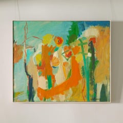 Heat - Large Orange + Blue Contemporary Abstract Oil Painting