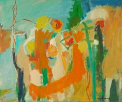 Heat - Large Orange + Blue Contemporary Abstract Oil Painting