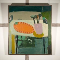 Indian Summer - Zeitgenössisches farbenfrohes Ölgemälde mit Pflanzenstillleben