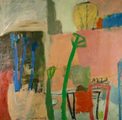 Into the Heat - Contemporary Abstract Oil Painting with Pink + Green