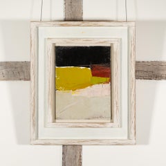 Late Evening Landscape - Contemporary Abstract Oil Painting with Yellow + White