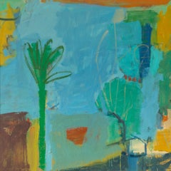 Lazy Afternoon - Large Blue Contemporary Abstract Oil Painting