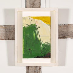 Reaching For Yellow - Contemporary Green + Yellow Abstract Oil Painting