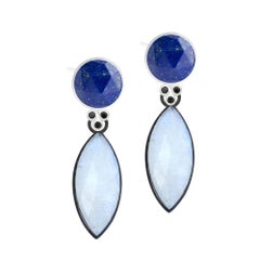 Chloe Lapis and Mekong Med Moonstone Oxidized Earrings