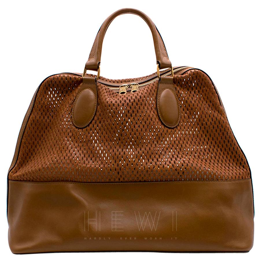 Chloe Laser Cut Leather TanBrown Tote Bag SIZE M For Sale at 1stDibs