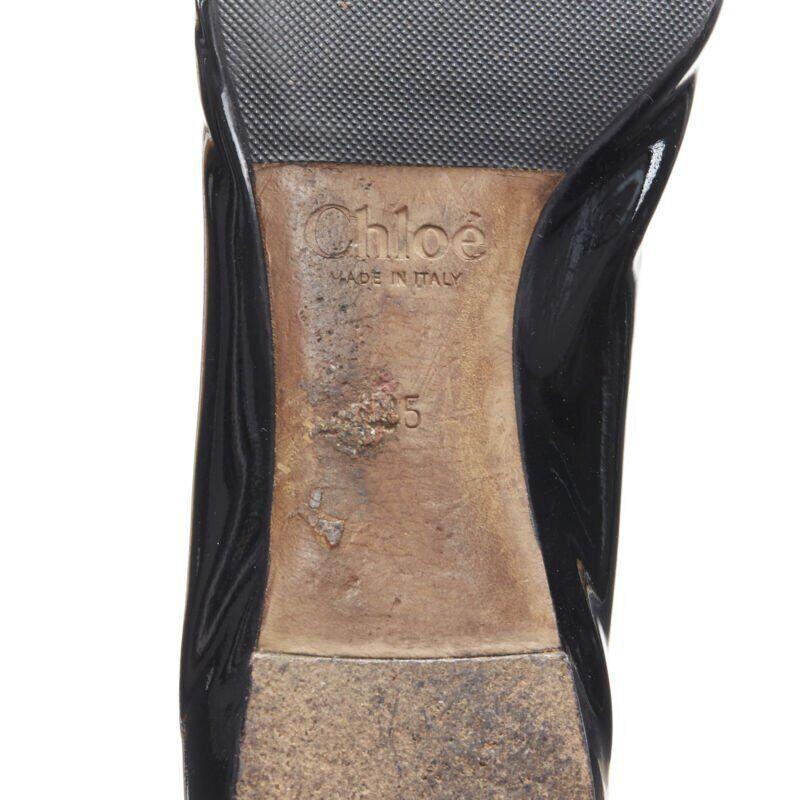 CHLOE Lauren  black patent leather scalloped edge round toe ballet flats EU35 7