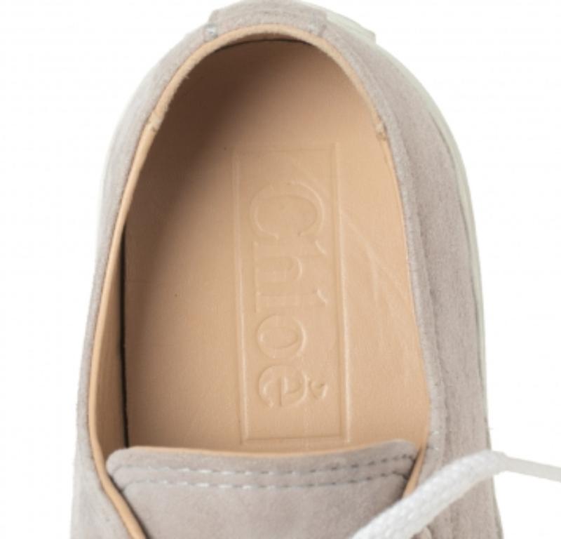  Chloe Lauren Grey Suede Low Top Sneakers Size 38 Pour femmes 