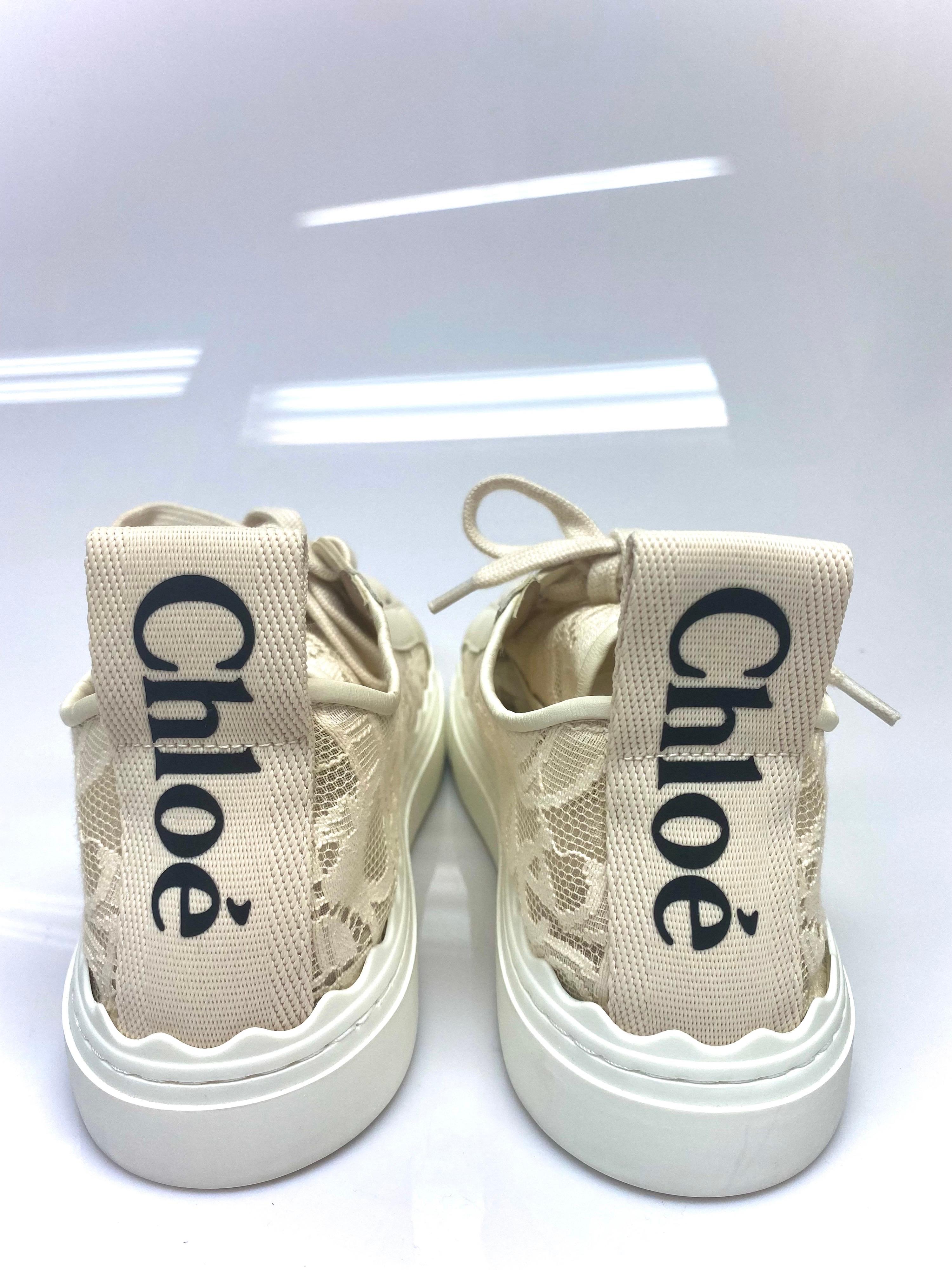 Chloe Lauren Lace Ivory Sneaker Size 39 1