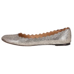 Chloe Lauren Scalloped Metallic Glitter Leather Ballet Flats