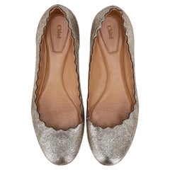 Chloe Lauren Scalloped Metallic Glitter Leather Ballet Flats