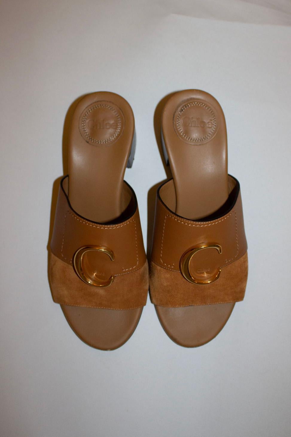 Women's or Men's Chloe Leather and Suede Mules For Sale