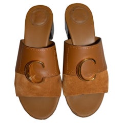 Chloe Leather and Suede Mules