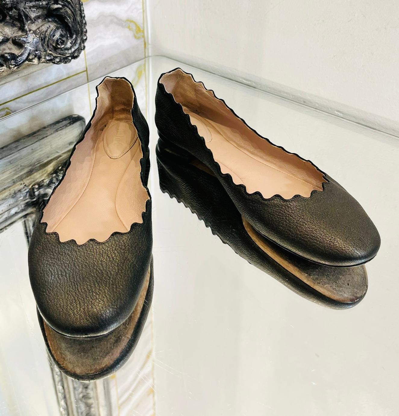 Chloe Leather Ballerina Flats In Good Condition For Sale In London, GB