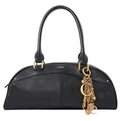 Chloé Leather Bowling Shoulder Bag — Black