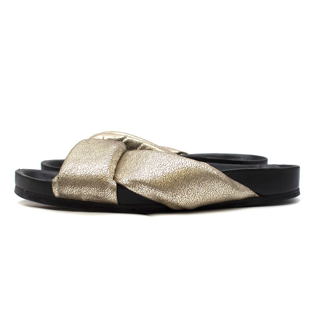 Women's Chloe Leather Crisscross Slide Sandals Size 40