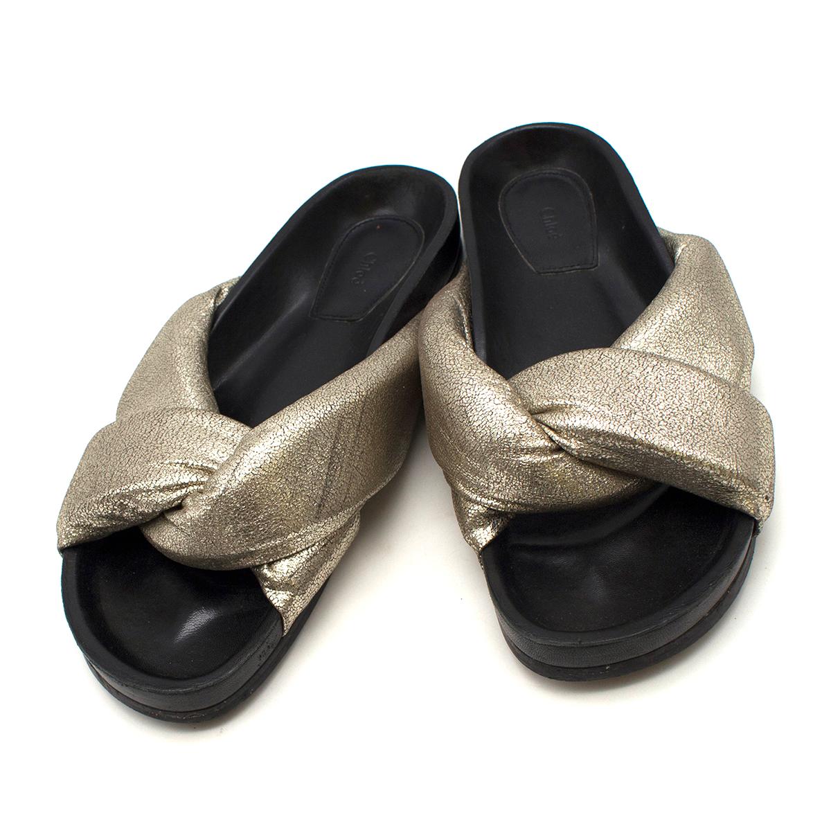 Chloe Leather Crisscross Slide Sandals Size 40 2