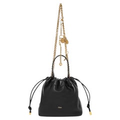 Chloé Leather Drawstring Shoulder Bag — Black