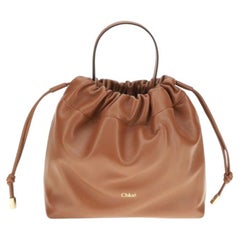 Chloé Leather Drawstring Top Handle Bag — Brown