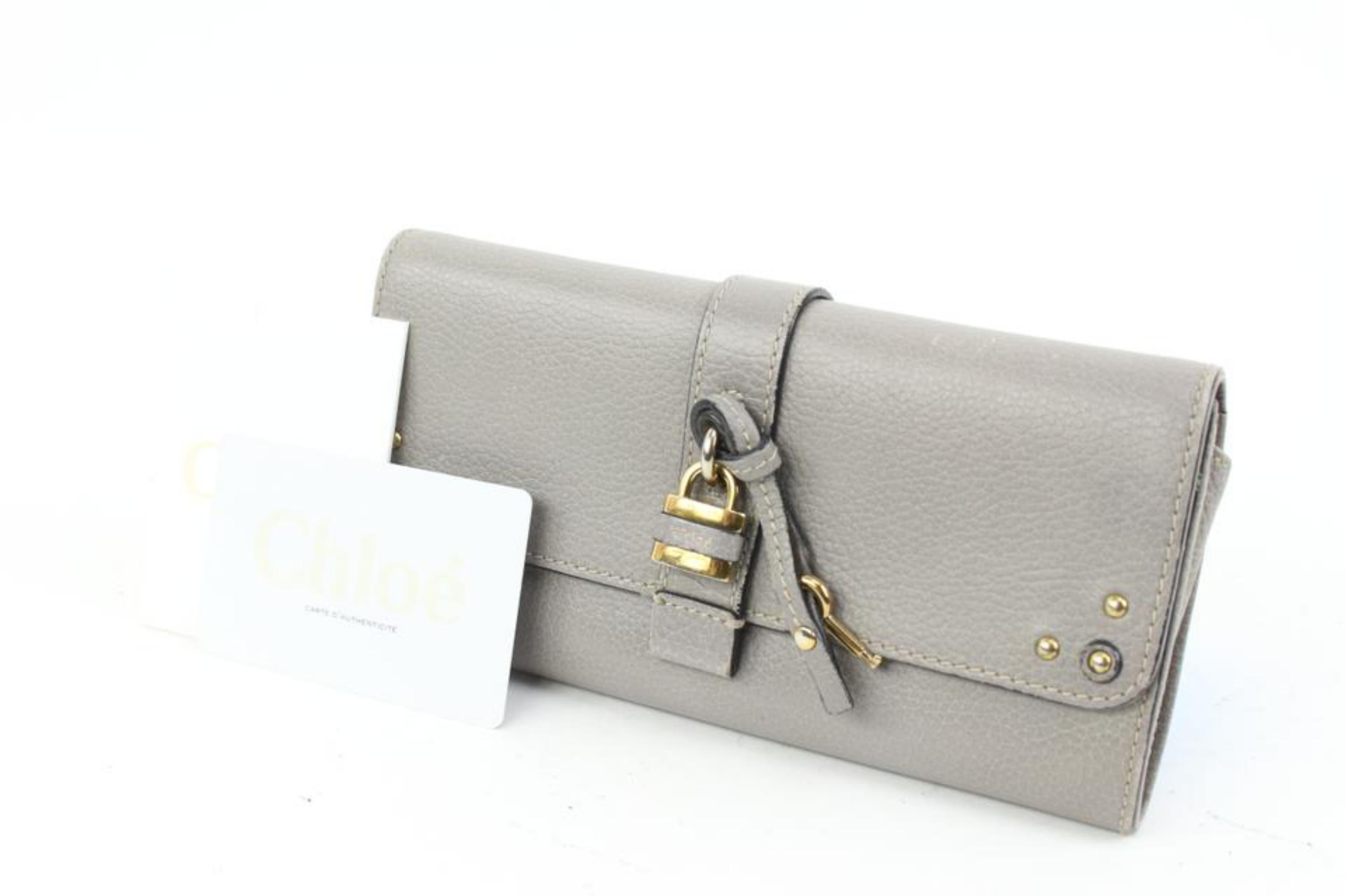 Chloé Leather Gray x Gold Paddington Long Wallet 71cl422s at 1stDibs