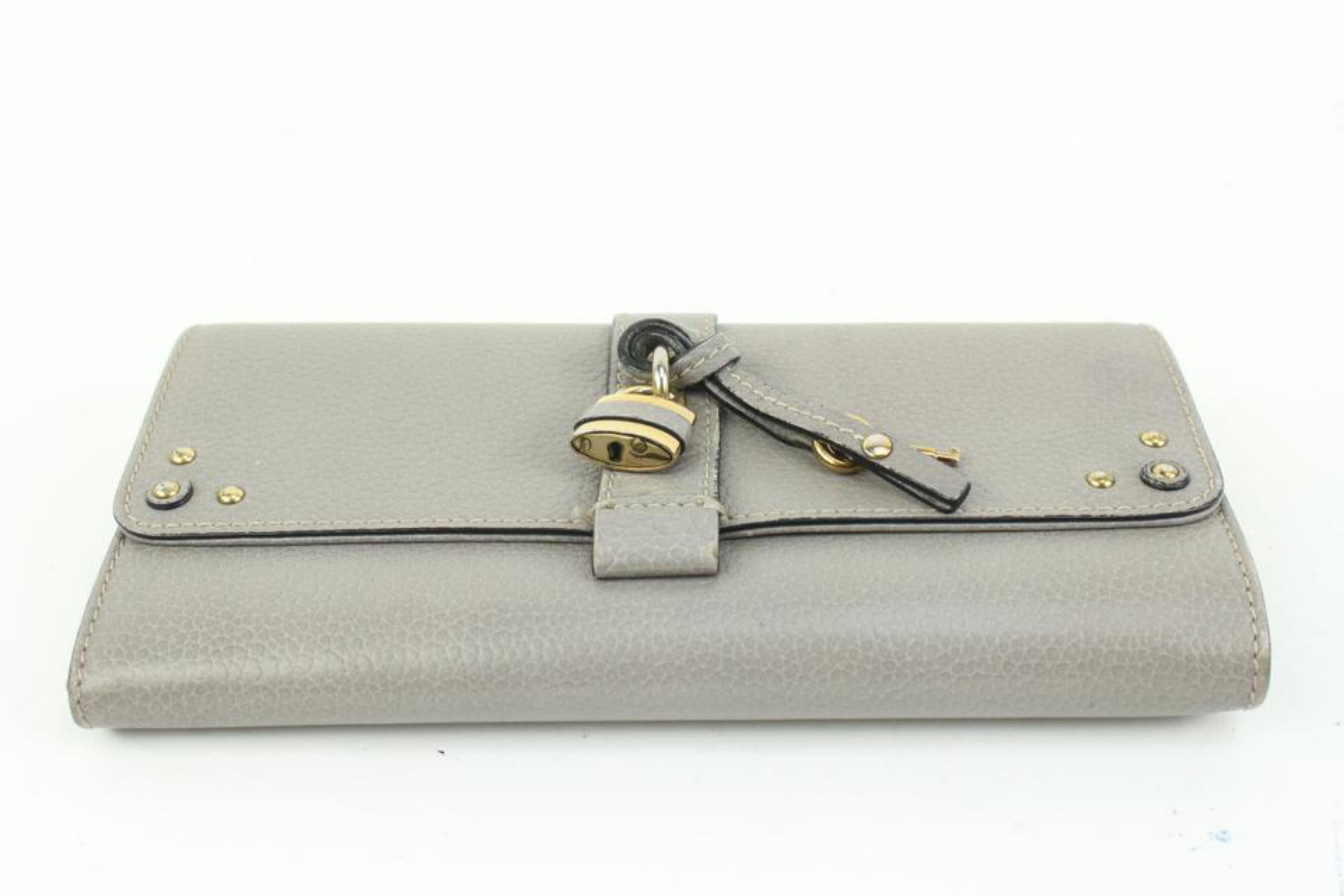 Chloé Leather Gray x Gold Paddington Long Wallet 71cl422s at 1stDibs