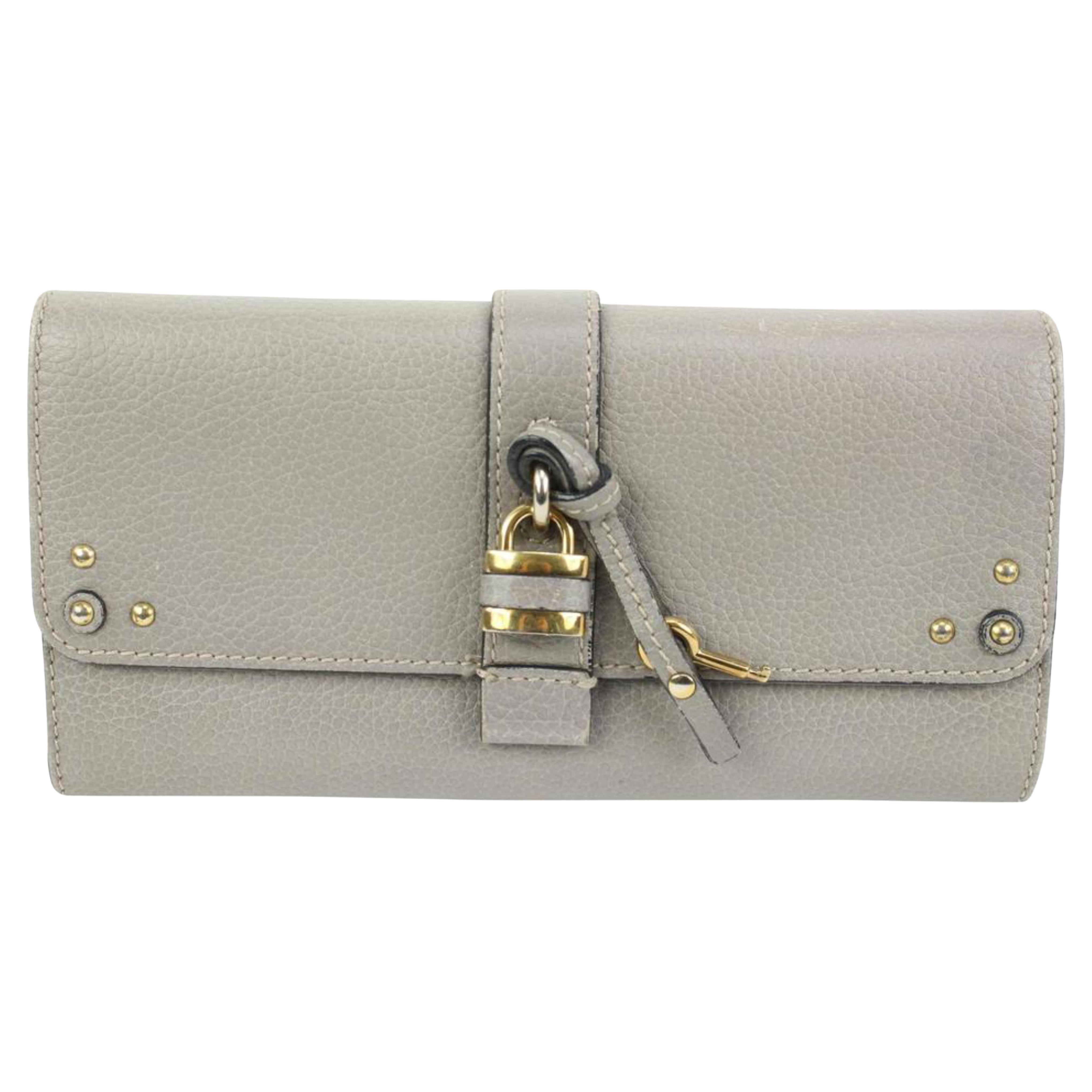 Chloé Leather Gray x Gold Paddington Long Wallet 71cl422s at 1stDibs
