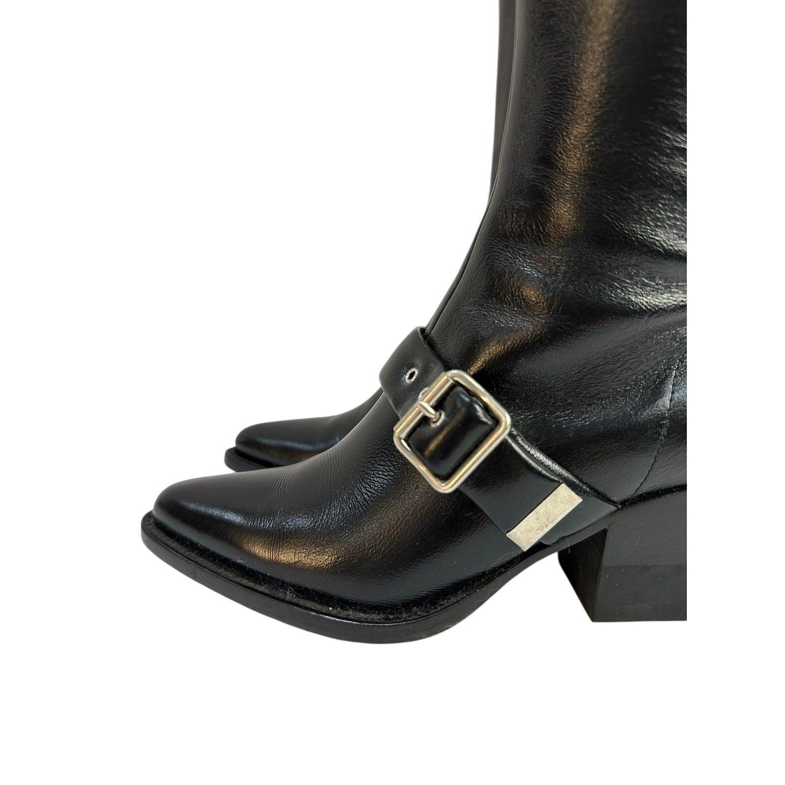 Chloe Leather Over-the-Knee Buckle Block Heel Boots  36.5 Bon état - En vente à Krakow, PL