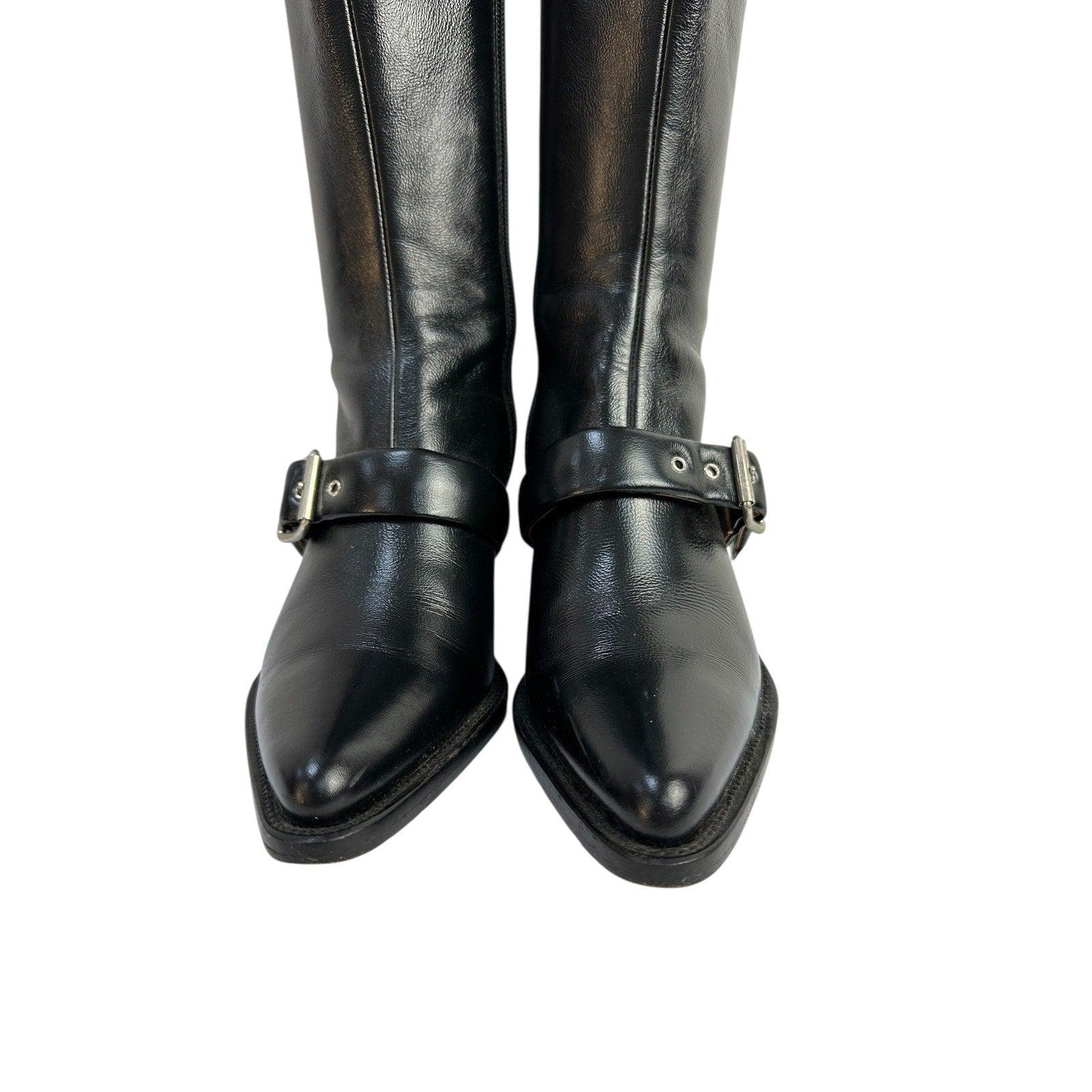 Chloe Leather Over-the-Knee Buckle Block Heel Boots  36.5 Pour femmes en vente