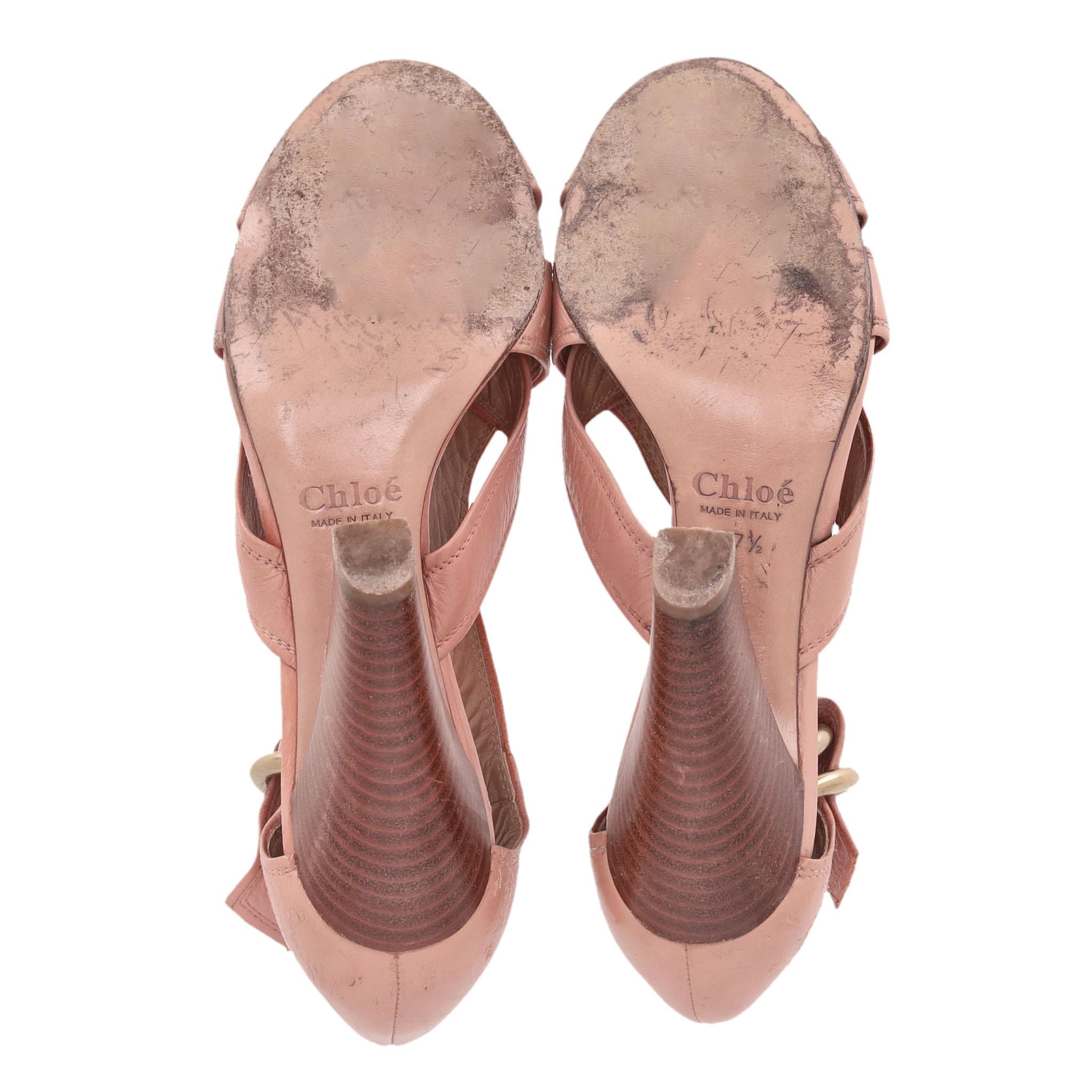 Chloe - Sandales en cuir à talon en bois Pour femmes en vente