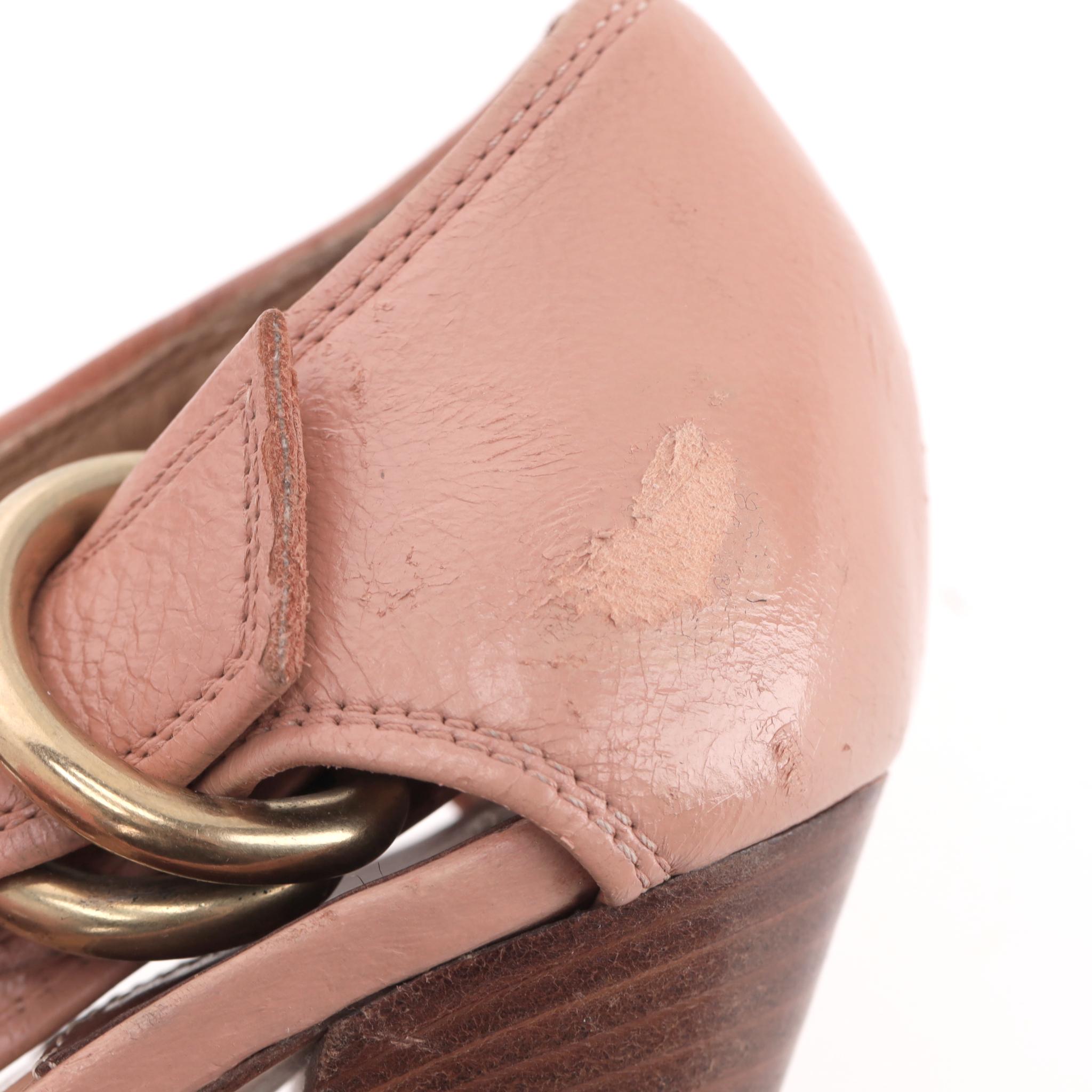 Chloe - Sandales en cuir à talon en bois en vente 4