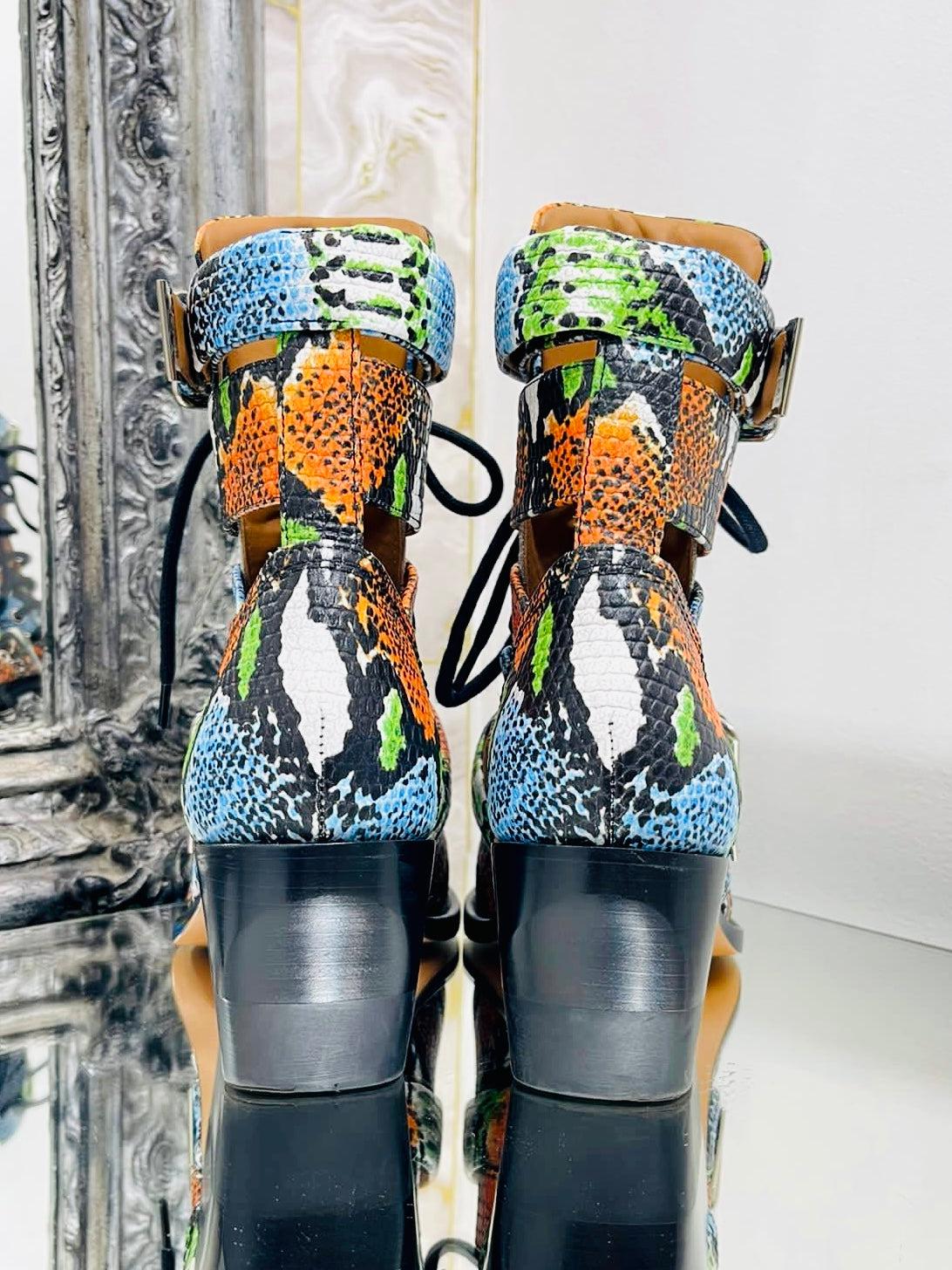 Women's Chloe Leather Snake Print Ankle Boots