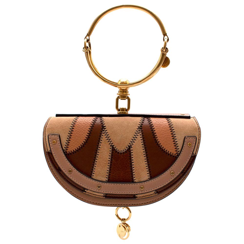 Chloe Leather & Suede Patchwork Nile Minaudiere Cross-Body Bag For Sale