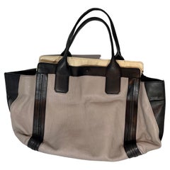 Tote aus schwarzem und grauem Leder, sehr leicht Chic und bequeme Tasche