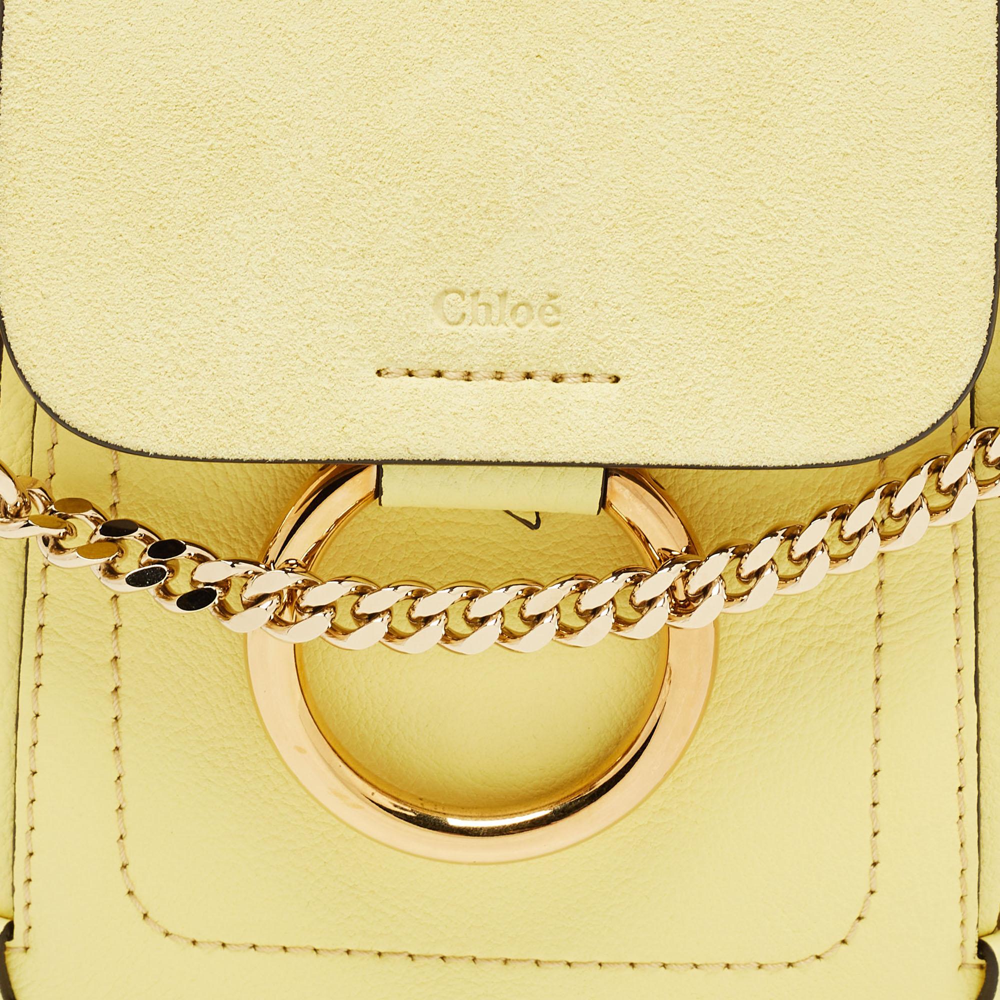 Chloe Lemonade Leather and Suede Mini Faye Day Backpack For Sale 6