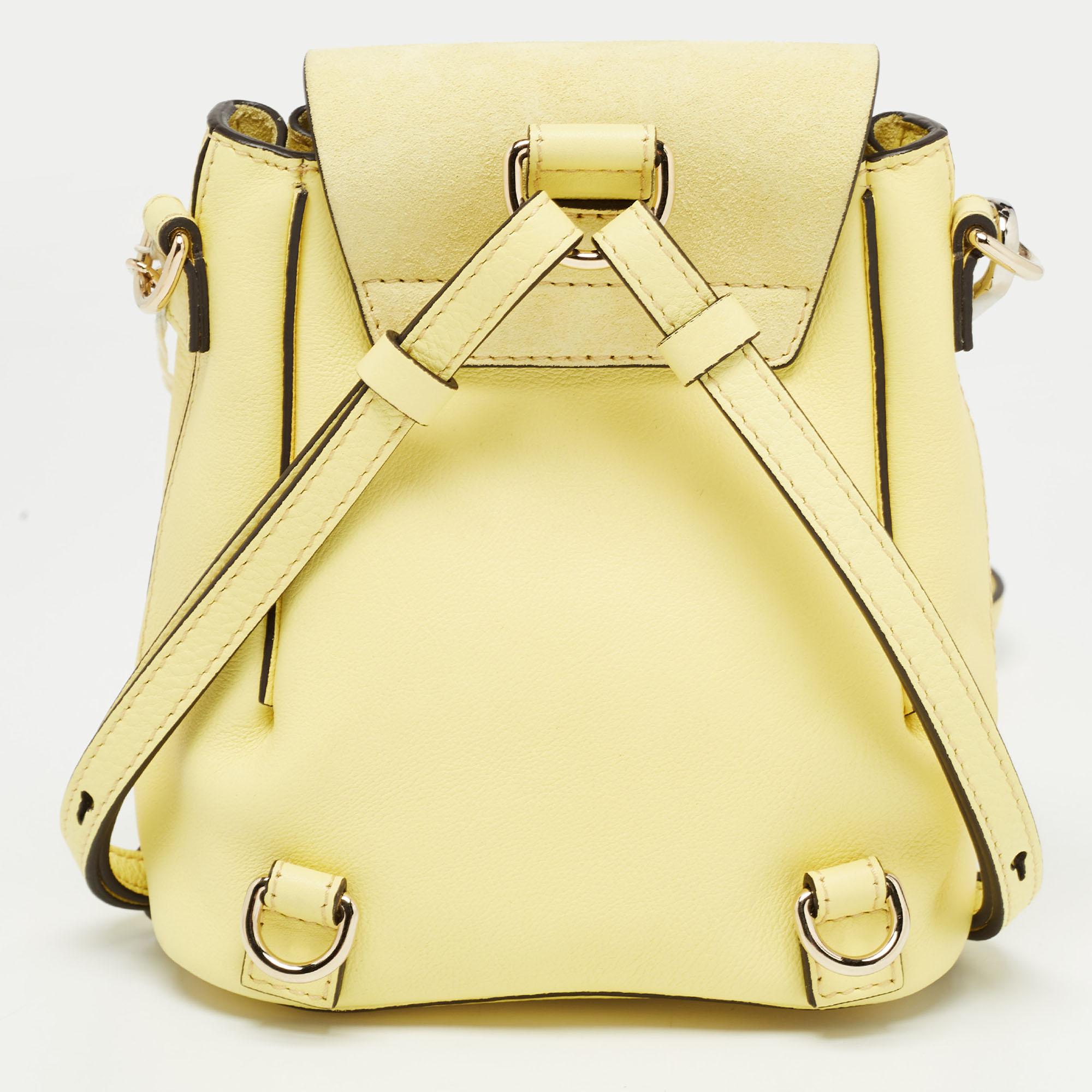 Chloe Lemonade Leather and Suede Mini Faye Day Backpack For Sale 5