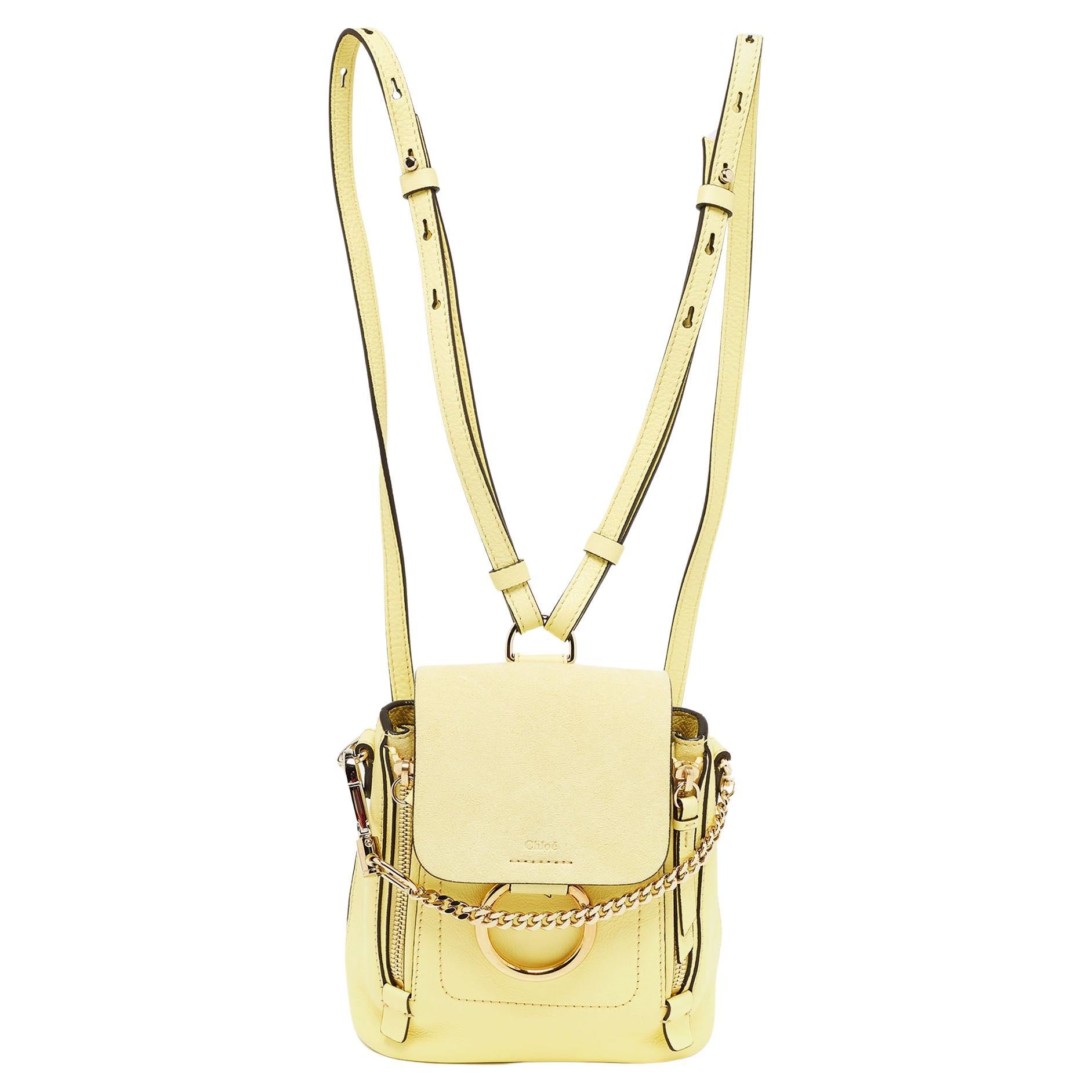 Chloe Lemonade Leather and Suede Mini Faye Day Backpack For Sale