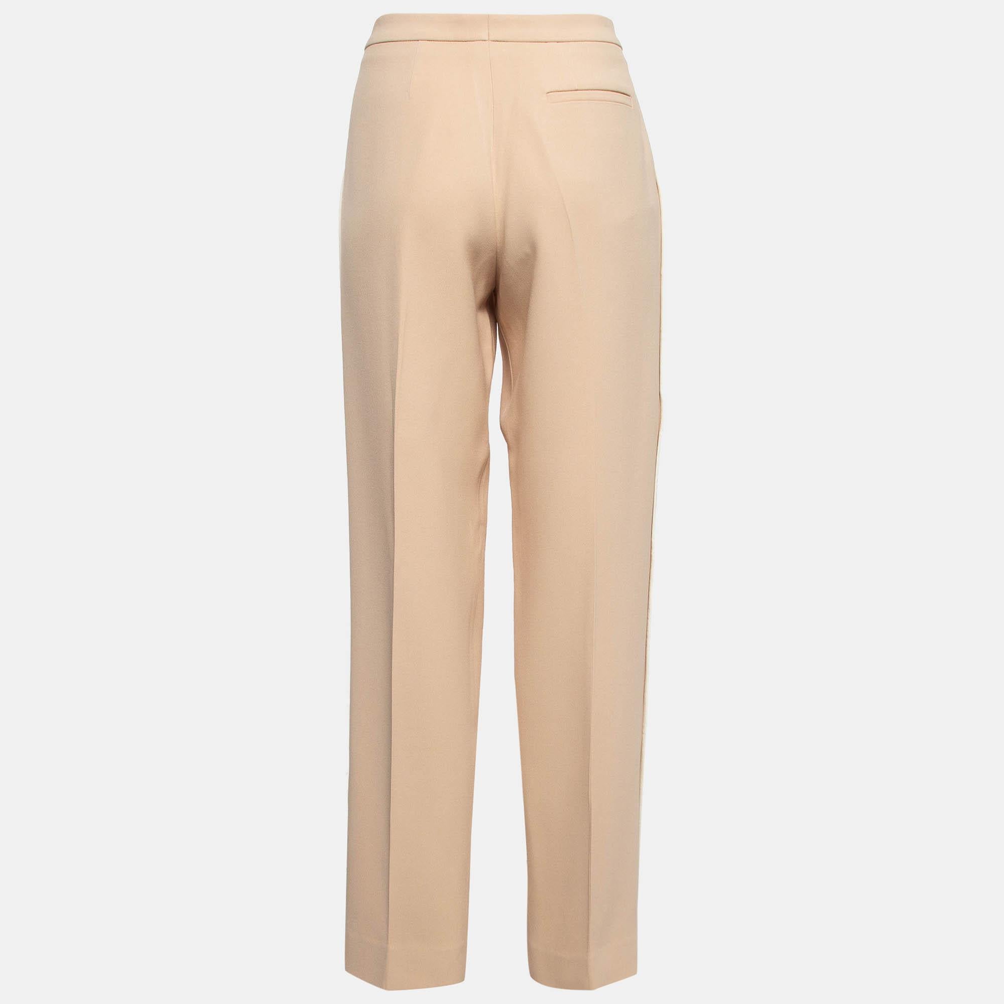 Chloe Light Beige Crepe Trousers M In Good Condition For Sale In Dubai, Al Qouz 2