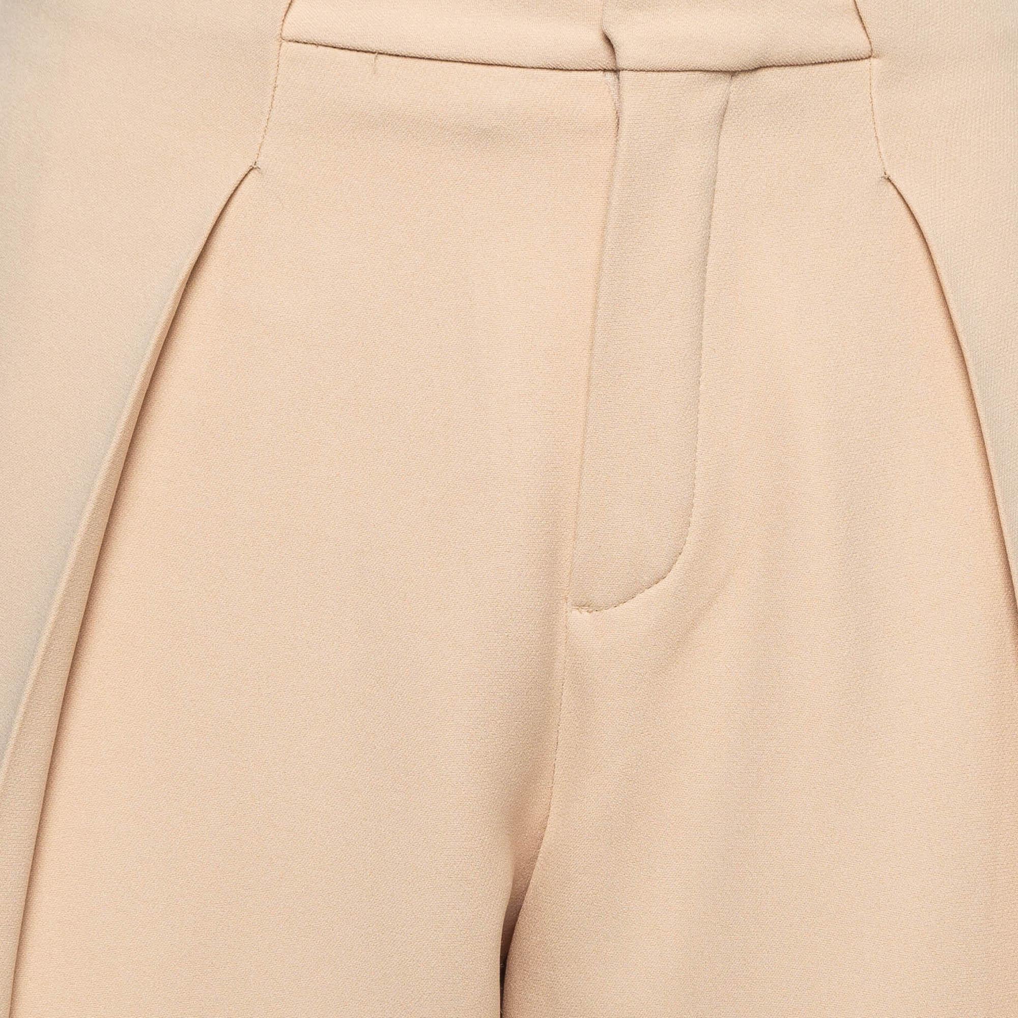 Women's Chloe Light Beige Crepe Trousers M For Sale