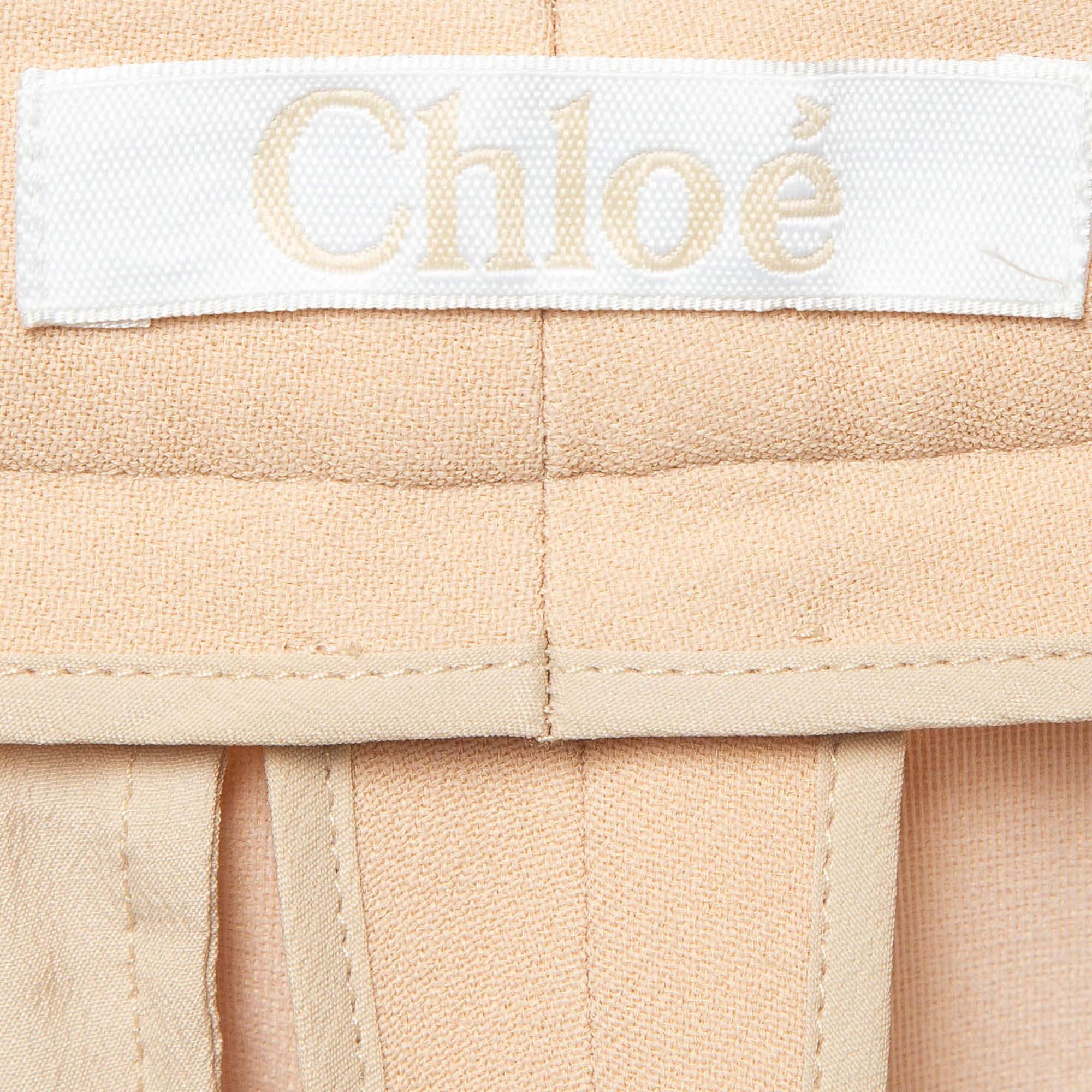 Chloe Light Beige Crepe Trousers M For Sale 1