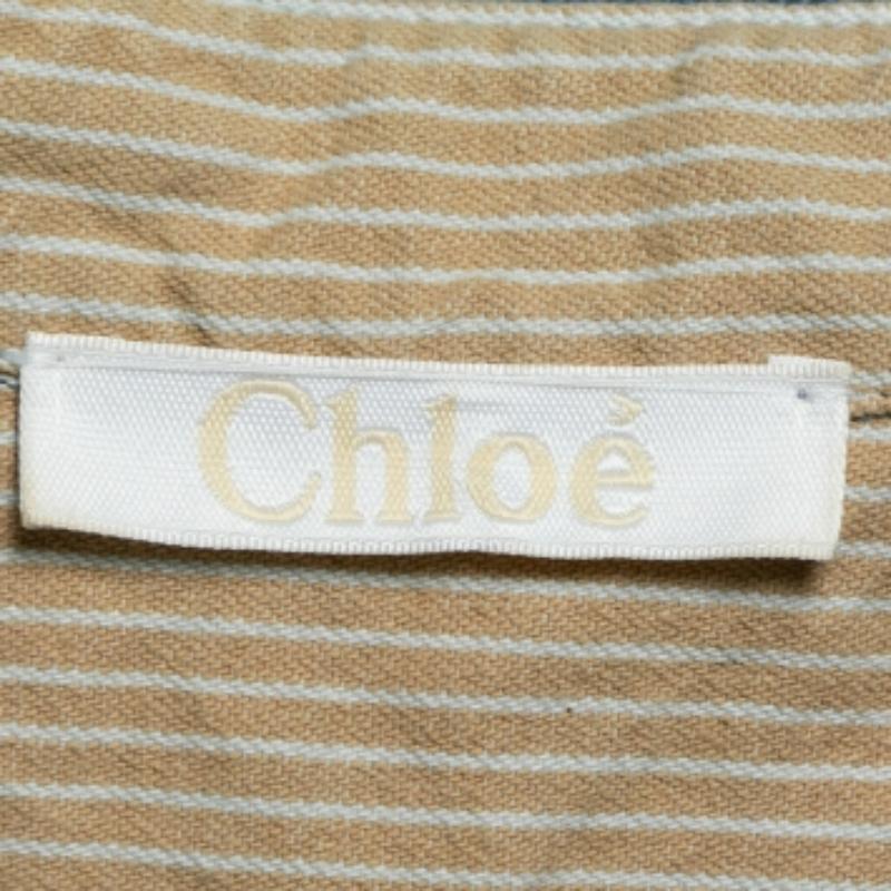 Blu Chloe - Top a coste azzurro con dettaglio tasca - S in vendita