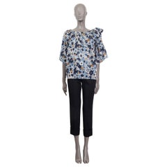 CHLOE hellblau Baumwolle GAUZE FLORAL BOW EMBELLISHED Bluse Shirt 34 XXS