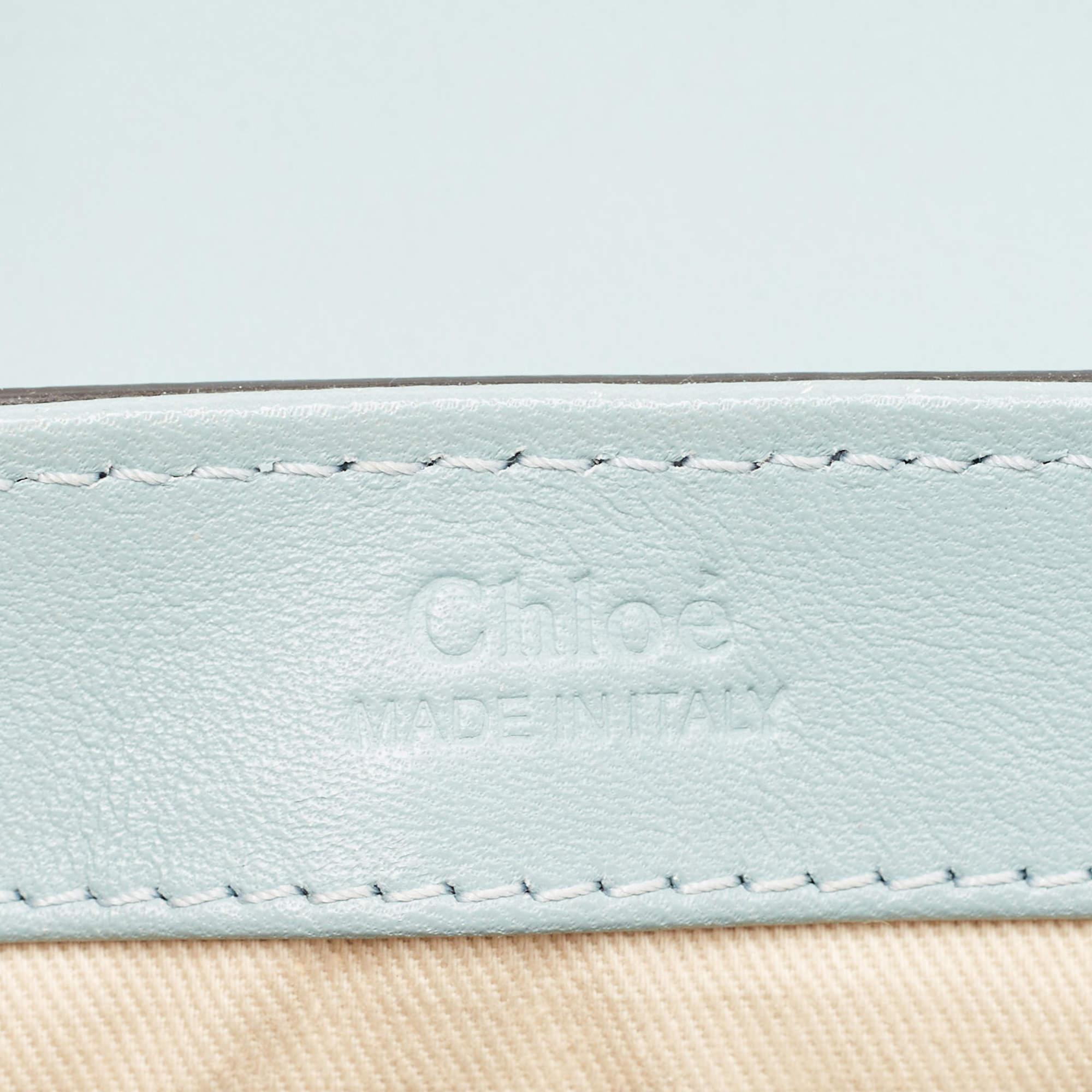 Chloe Light Blue Croc Embossed Leather Mini C Top Handle Bag 3