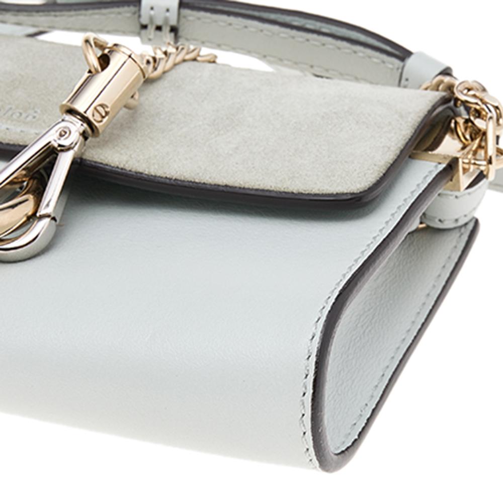 Chloe Light Blue Leather And Suede Mini Faye Shoulder Bag 1