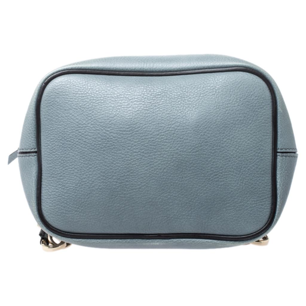 Women's Chloe Light Blue Leather and Suede Small Faye Daye Backpack