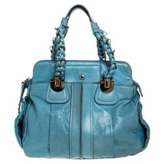 Chloe Light Blue Leather Heloise Satchel