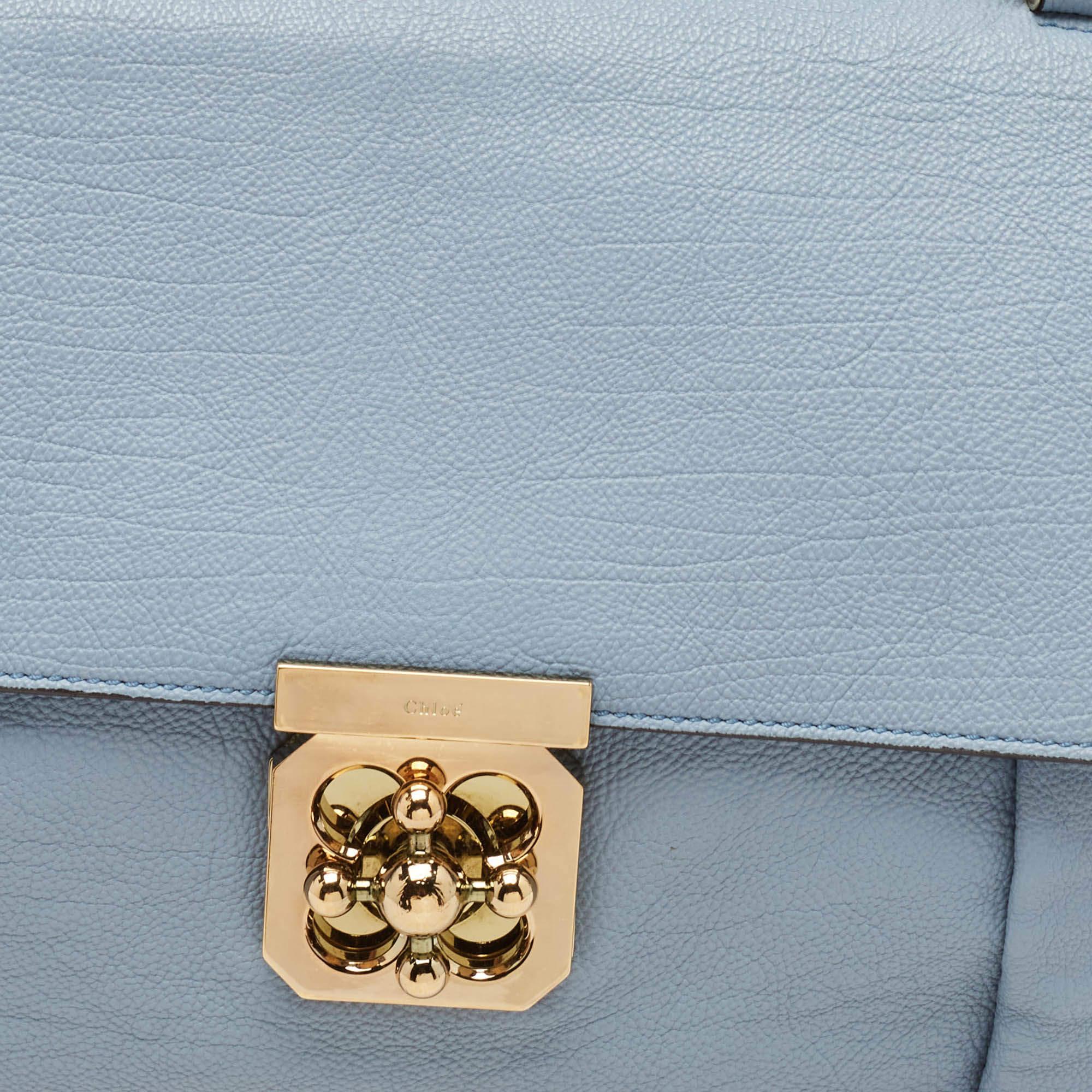 Women's Chloe Light Blue Leather Large Elsie Shoulder Bag