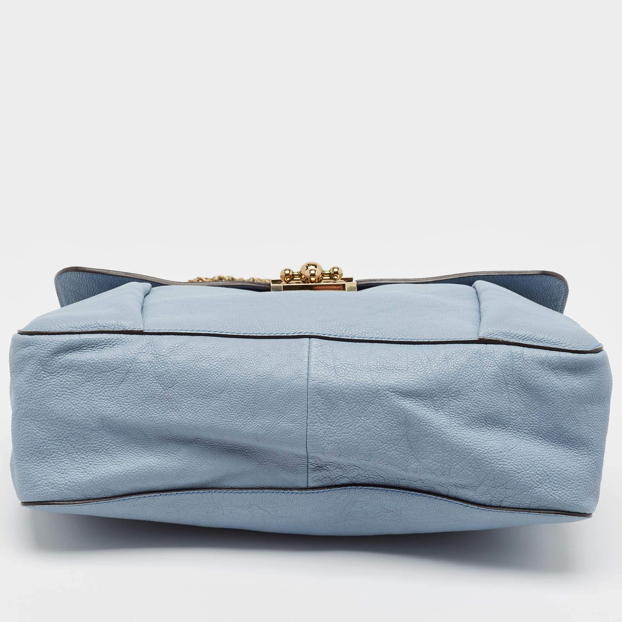 Chloe Light Blue Leather Large Elsie Shoulder Bag 1