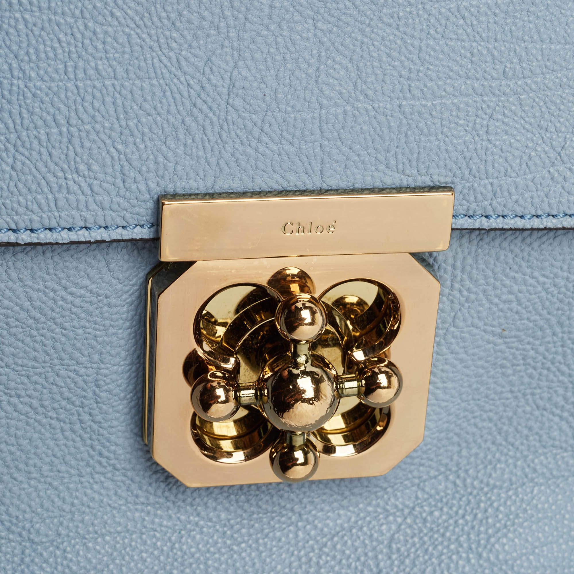 Chloe Light Blue Leather Large Elsie Shoulder Bag 4