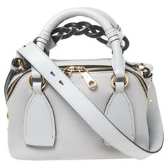 Chloe Light Blue Leather Small Daria Shoulder Bag