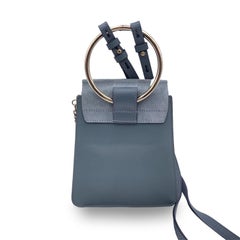 Chloe Light Blue Suede and Leather Mini Faye Shoulder Bag