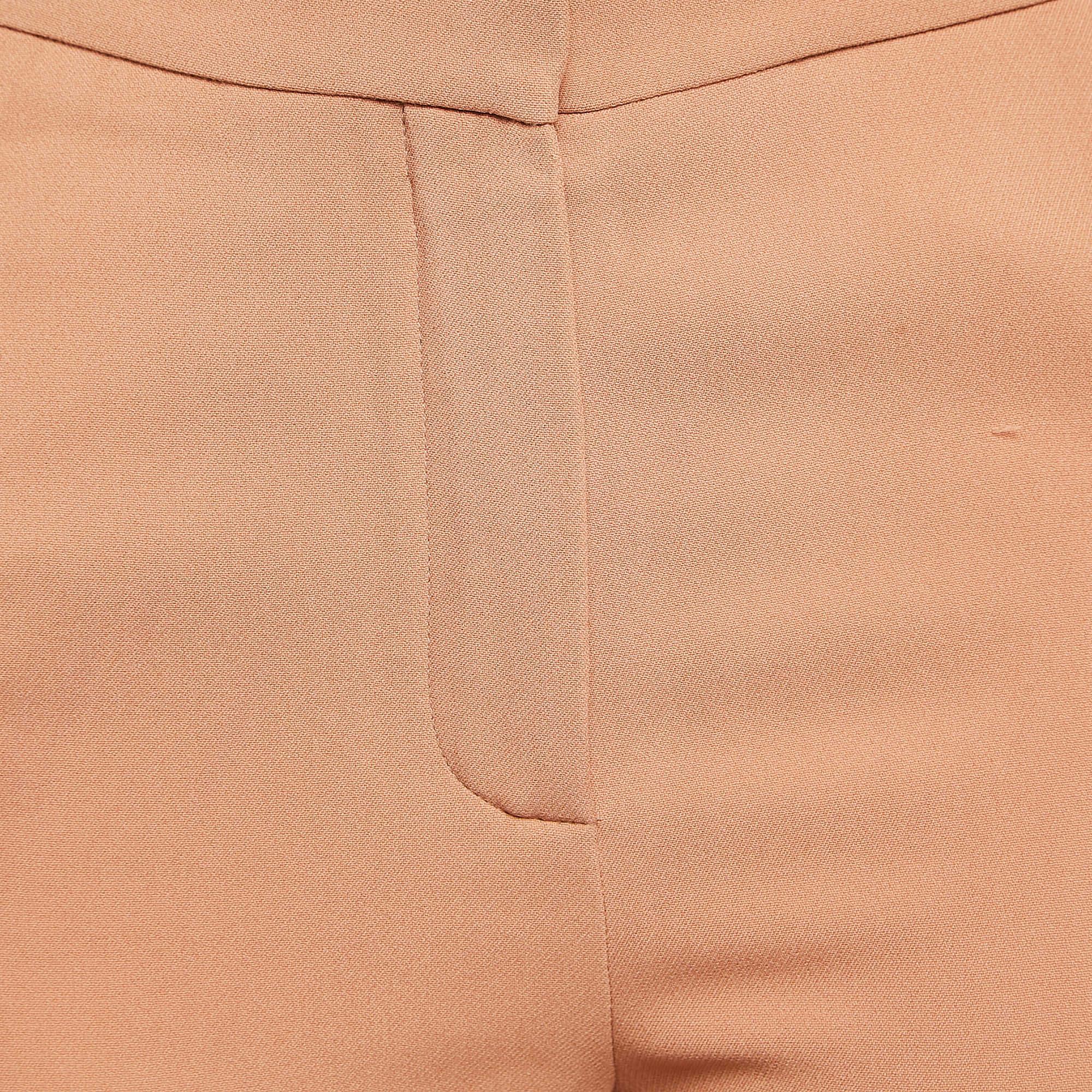 Chloe Pantalones de crepé marrón claro con cremallera S Beige en venta